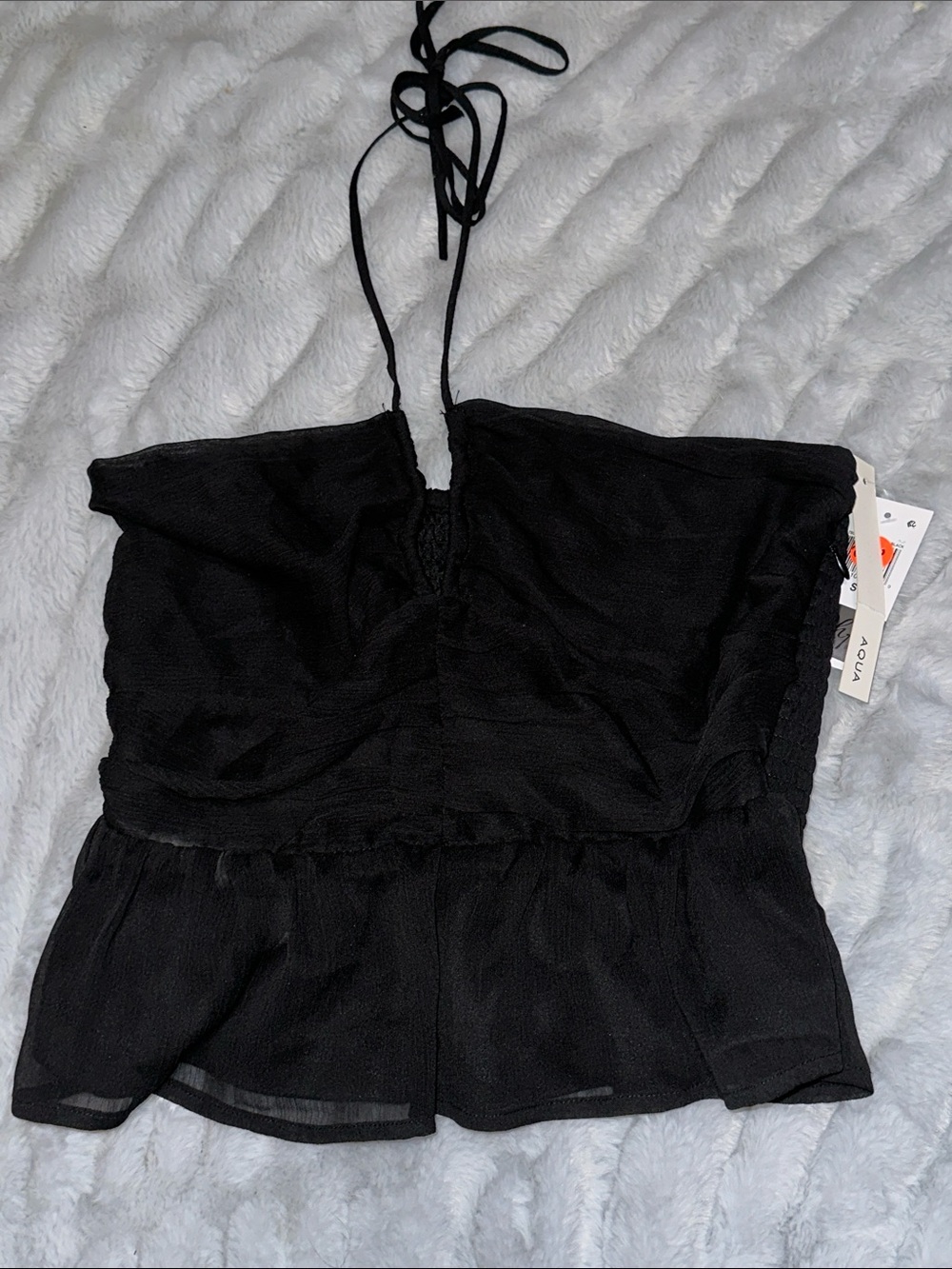 Aqua Black Halter Peplum Camisole